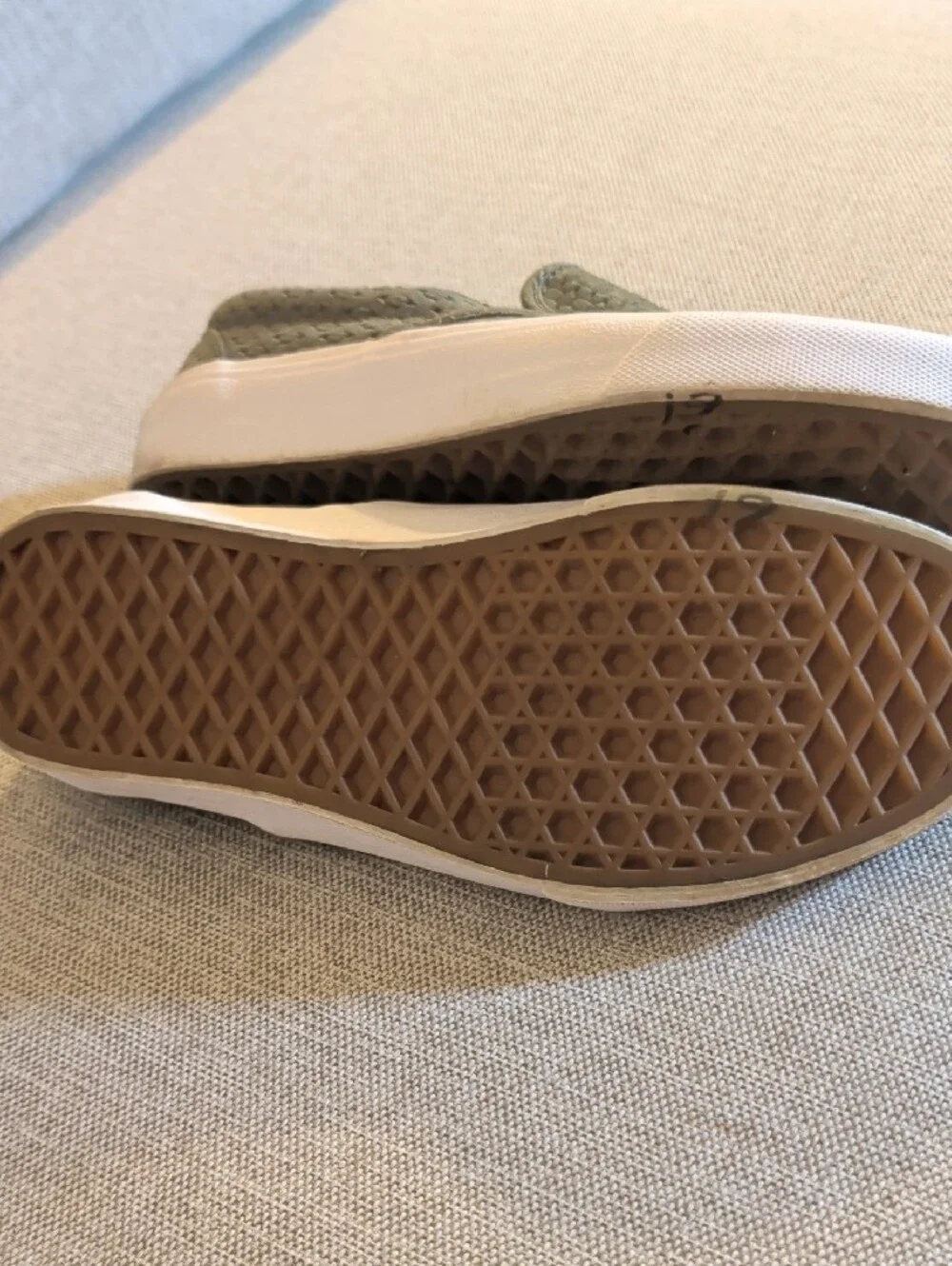 Vans Slip-On Woven Olive Green & White Casual Sneakers